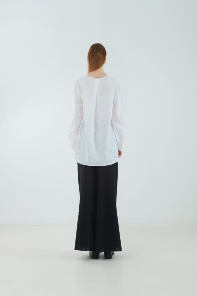 блуза женская с складкой по спинке и имитацией застежки белая Elema 2К-12513-1-170 белый - фото 4