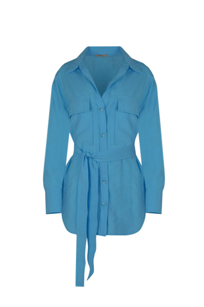 Блуза с кокеткой и съемным поясом из текстиля Elema 2К-12526-1-170 голубой - фото 1