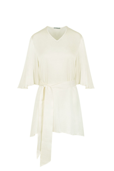 блуза женская с коротким рукавом и разрезами белая из вискозы Elema 2К-12708-1-170 молочный - фото 6