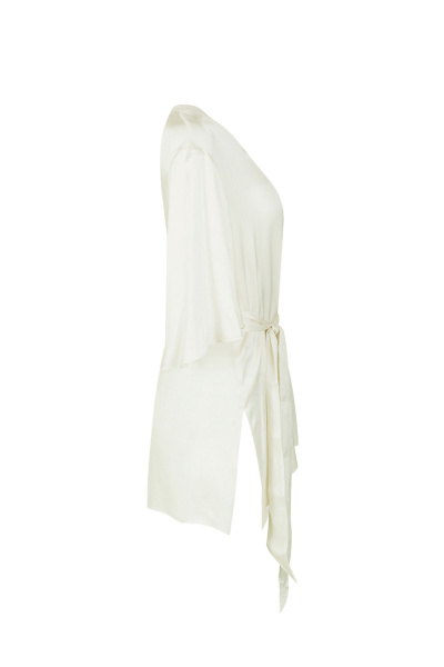 блуза женская с коротким рукавом и разрезами белая из вискозы Elema 2К-12708-1-170 молочный - фото 7