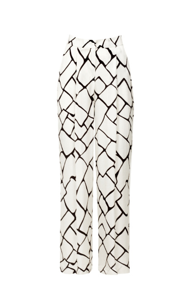 Белые брюки из вискозы и текстиля, на каждый день Elema 3К-10865-2-170 принт_молочный - фото 1