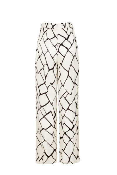 Белые брюки из вискозы и текстиля, на каждый день Elema 3К-10865-2-170 принт_молочный - фото 3