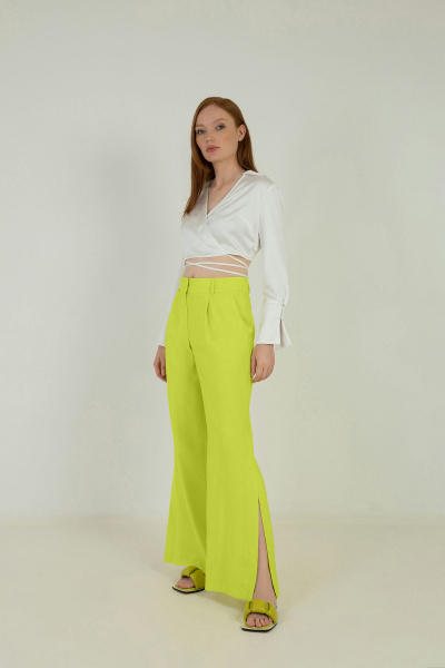 Брюки из текстиля, желтые, ломпировки, демисезон Elema 3К-12527-1-164 жёлтый - фото 4