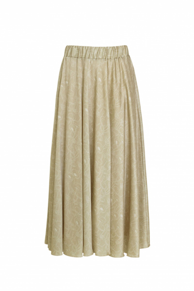 Юбка расклешенная длинная с поясом на резинке Elema 4К-10985-1-170 принт_песочный - фото 4