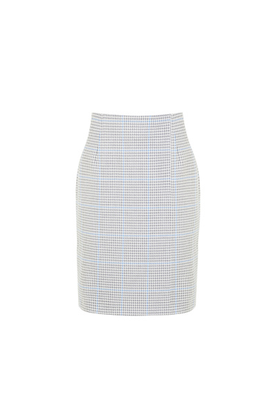 Юбка прямого силуэта до середины колена на молнии Elema 4К-12451-1-170 голубая_клетка - фото 1