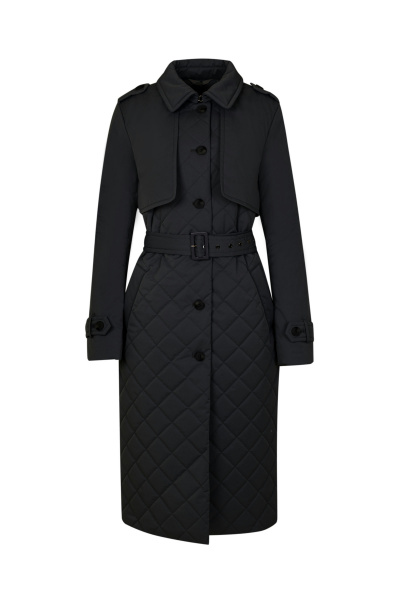 Черное демисезонное пальто из плащевки Elema 5-12532-1-170 чёрный - фото 1