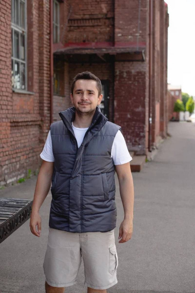 Серый плащевой жилет с застежкой на молнии MT.Style 207566150 - фото 4