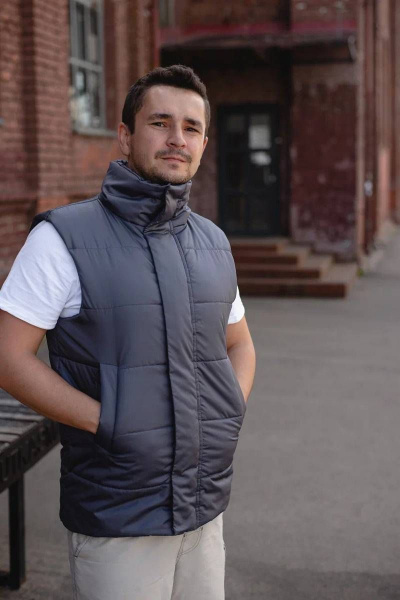 Серый плащевой жилет с застежкой на молнии MT.Style 207566150 - фото 1