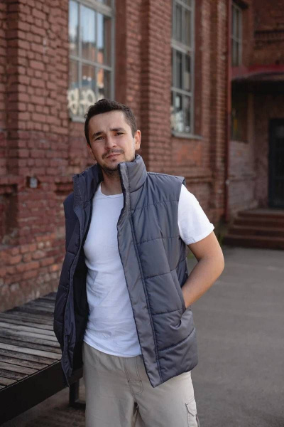 Серый плащевой жилет с застежкой на молнии MT.Style 207566150 - фото 3