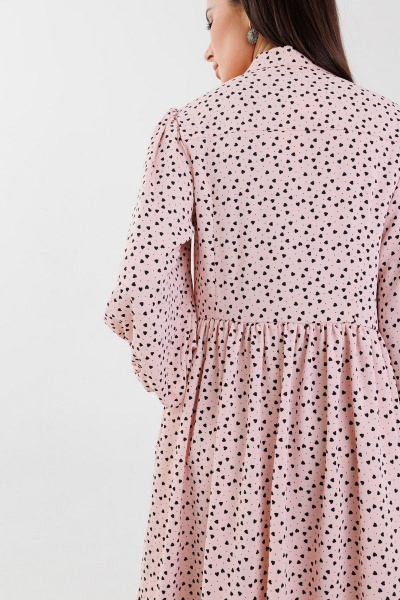 Оверсайз платье с юбкой на сборке и ремнем Anelli 1312 персик - фото 5