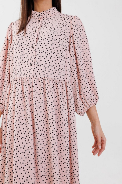 Оверсайз платье с юбкой на сборке и ремнем Anelli 1312 персик - фото 4