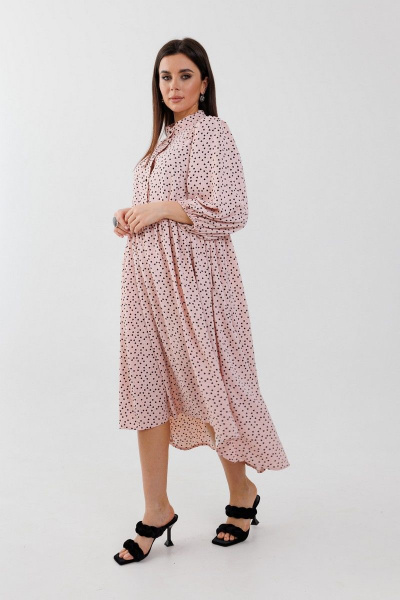 Оверсайз платье с юбкой на сборке и ремнем Anelli 1312 персик - фото 2