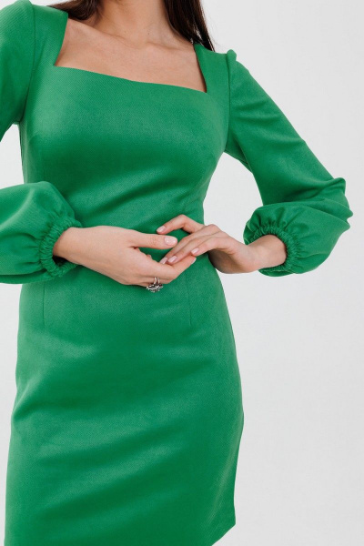 Платье с бархатистой поверхностью и талиевыми вытачками, эффектный крой Anelli 1179 зеленый - фото 3