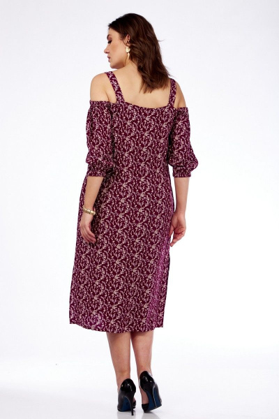 Платье летнее приталенное с карманами и разрезами Abbi 1005 бордо - фото 8