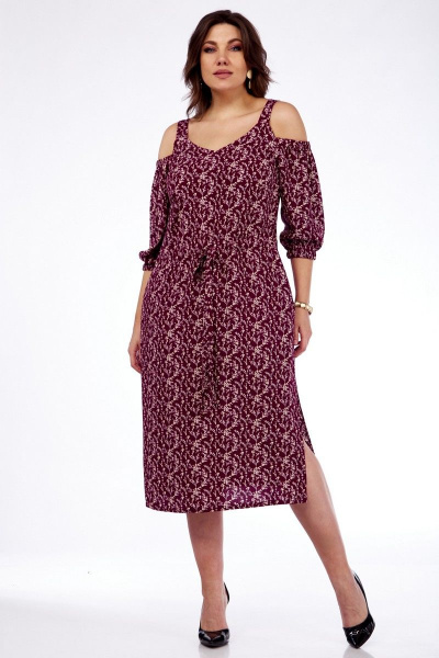 Платье летнее приталенное с карманами и разрезами Abbi 1005 бордо - фото 6