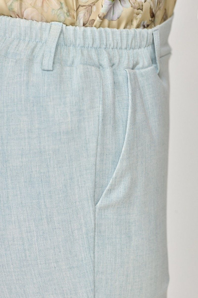 Голубые офисные брюки из вискозы и текстиля с боковыми карманами Abbi 2002 голубой - фото 5