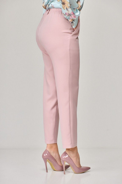 Брюки розовые летние с эластичным поясом и боковыми карманами Abbi 2002 пудра - фото 4