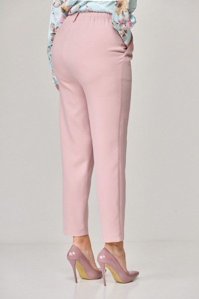 Брюки розовые летние с эластичным поясом и боковыми карманами Abbi 2002 пудра - фото 3