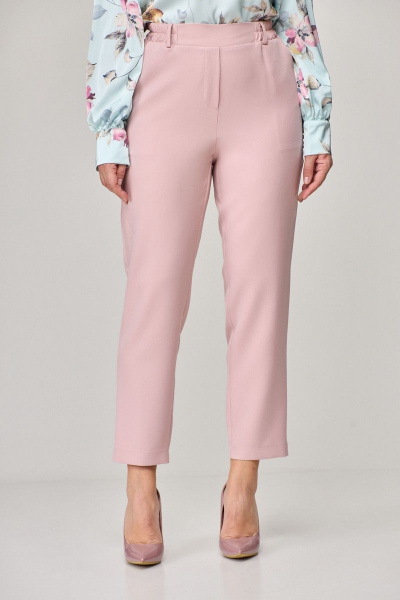 Брюки розовые летние с эластичным поясом и боковыми карманами Abbi 2002 пудра - фото 2
