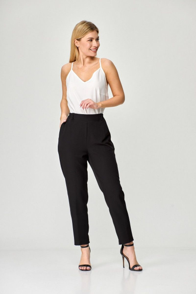 Брюки черные летние классические с эластичным поясом Abbi 2002 черный - фото 8