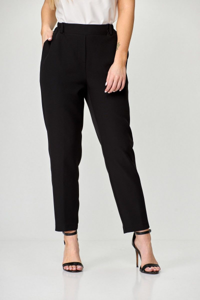 Брюки черные летние классические с эластичным поясом Abbi 2002 черный - фото 5