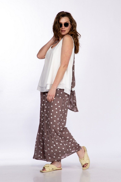 Летний костюм блузка, кардиган и кюлоты свободного силуэта Belinga 2253 капучино - фото 8