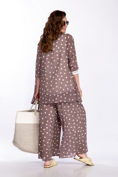 Летний костюм блузка, кардиган и кюлоты свободного силуэта Belinga 2253 капучино - фото 6