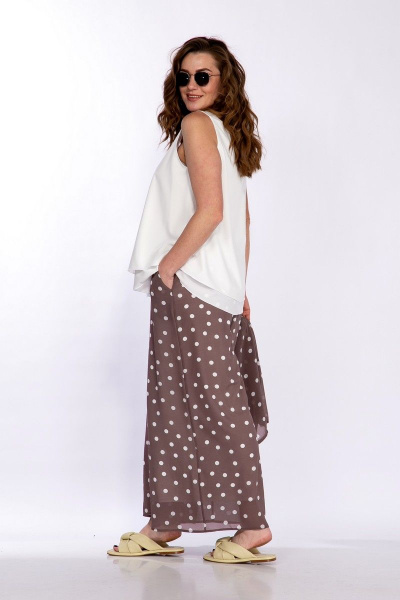 Летний костюм блузка, кардиган и кюлоты свободного силуэта Belinga 2253 капучино - фото 10