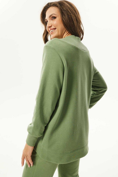 Костюм джемпер и брюки свободного кроя из хлопка Mislana С894 зеленый - фото 5