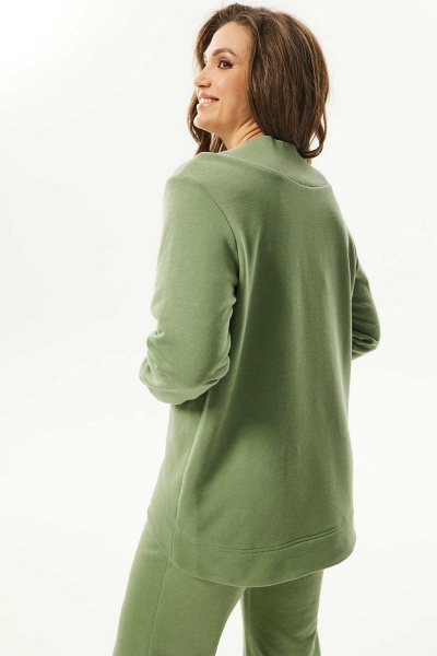 Костюм джемпер и брюки свободного кроя из хлопка Mislana С894 зеленый - фото 4