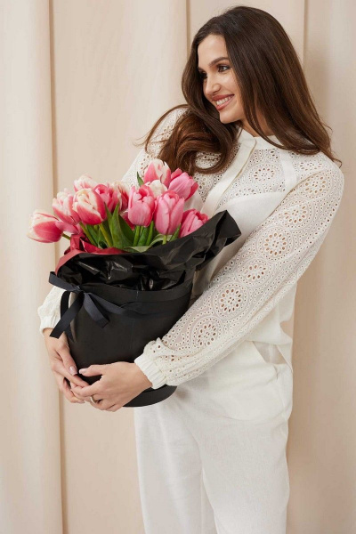 Костюм блуза и расклешённые брюки из льна на каждый день Mislana С935/1 - фото 5