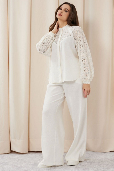 Костюм блуза и расклешённые брюки из льна на каждый день Mislana С935/1 - фото 2