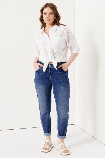 Женские джинсовые брюки из хлопка для летних casual образов Панда 142860w синий - фото 1