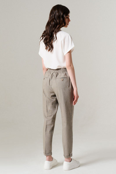 Брюки летние из вискозы с поясом и карманами Панда 442063w бежевый - фото 7