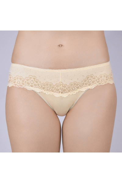 Трусы желтые из трикотажного хлопка с кружевной отделкой Verally 157-4 желтый - фото 1