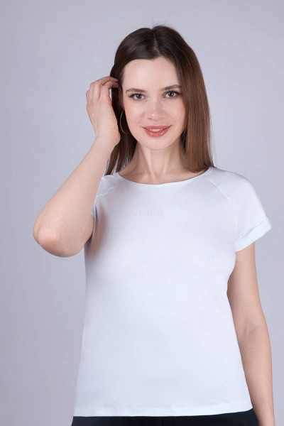 Белая майка из трикотажа и хлопка для ежедневных образов Verally 431-1 белый - фото 1