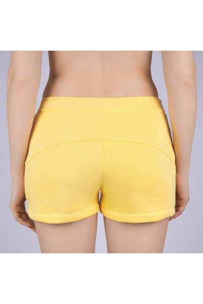 Круглогодичные желтые шорты из футера с карманами и высокой посадкой Verally 438М-1 желтый - фото 2