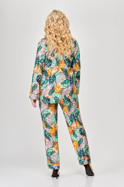 Костюм женский нарядный из текстиля с блузкой и брюками Svetlana-Style 1881 листики - фото 2