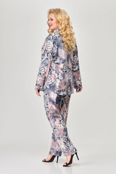 Костюм женский нарядный из текстиля с блузкой и брюками Svetlana-Style 1881 темный - фото 2