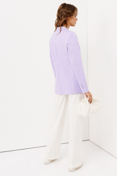 Двубортный летний жакет из хлопка с V-образным вырезом Панда 115130w лиловый - фото 3
