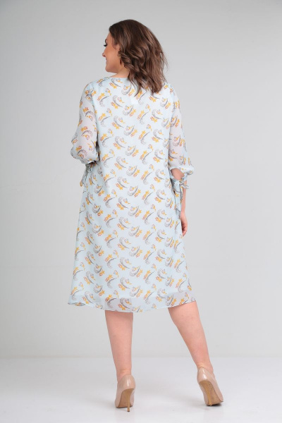 Летнее нарядное платье из шифона с клешем и завязками Michel chic 2127 голубой - фото 5