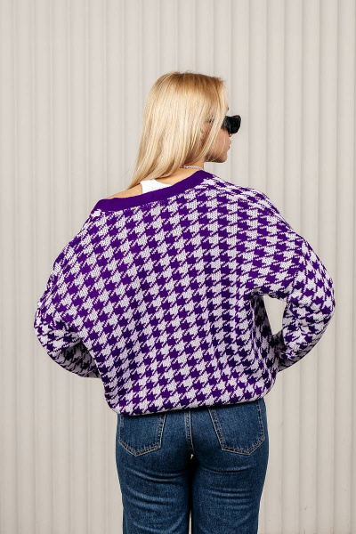 Кардиган в гусиную лапку из трикотажа для стильных образов Romgil 691ПТЗ фиолетовый,белый - фото 2