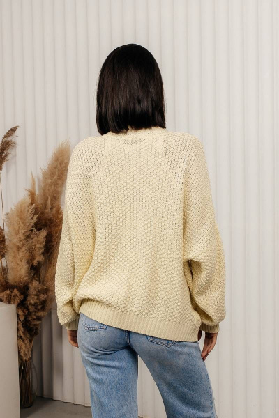 Кардиган на пуговицах из хлопка с V-образным вырезом Romgil 714ХТЗ молочный - фото 2