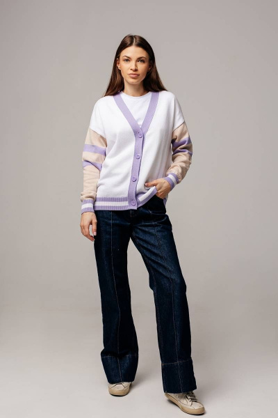 Базовый оверсайз кардиган из хлопка для любого сезона Romgil 834ХАТЗ белый,крем-брюле,сиреневый - фото 6
