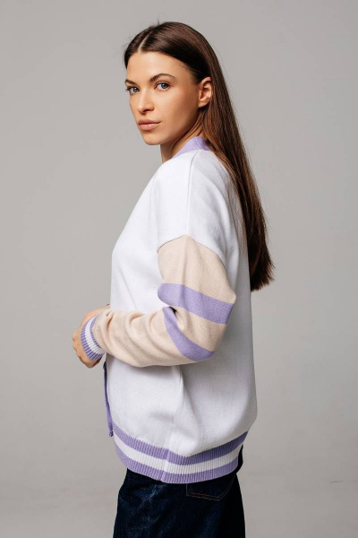 Базовый оверсайз кардиган из хлопка для любого сезона Romgil 834ХАТЗ белый,крем-брюле,сиреневый - фото 5