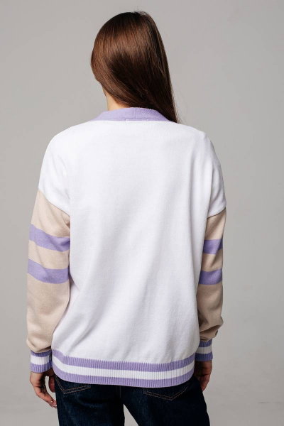 Базовый оверсайз кардиган из хлопка для любого сезона Romgil 834ХАТЗ белый,крем-брюле,сиреневый - фото 2