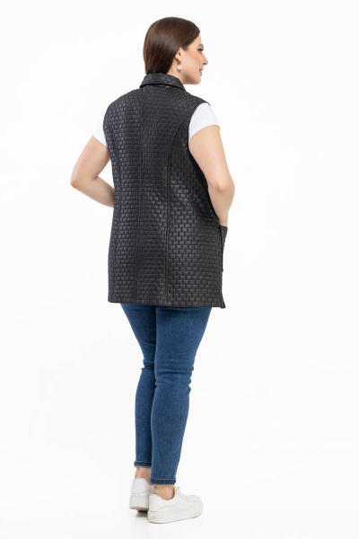 Демисезонный утепленный стеганый жилет из плащевки Avila 0903 черный - фото 3