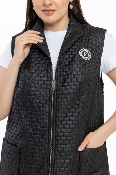 Демисезонный утепленный стеганый жилет из плащевки Avila 0903 черный - фото 2