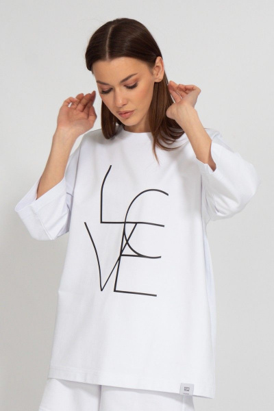 Свитшот оверсайз с приспущенными рукавами из футера Kivviwear 3090.02 - фото 1