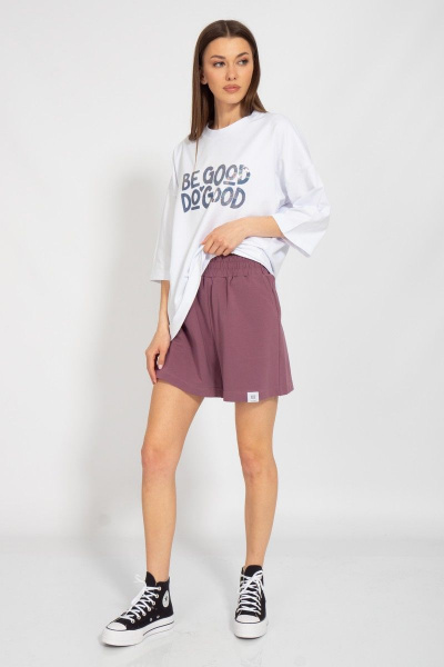 Свитшот оверсайз из хлопка и трикотажа в фиолетовом Kivviwear 3090.04 - фото 10